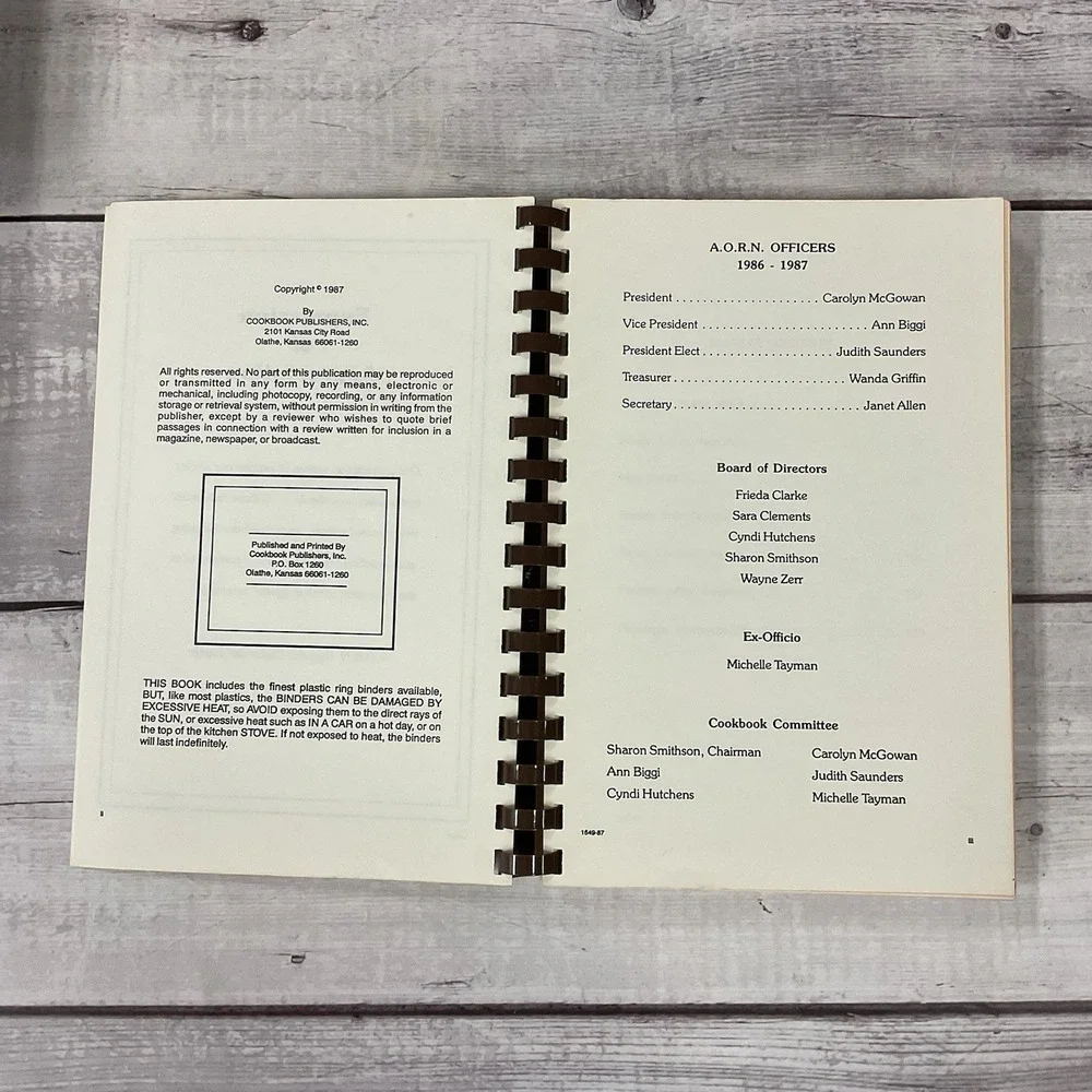 Chef Teddy Presents Unbearably Good Recipes Cookbook AORN California Chapter '87